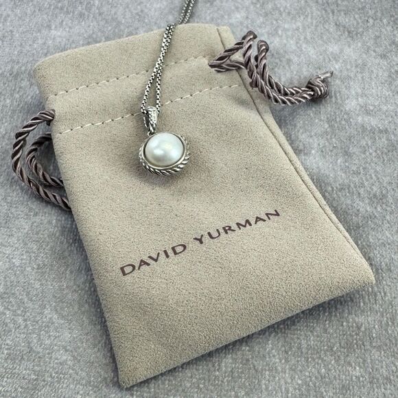 David Yurman Cable Silver Pearl Pendant Necklace - Picture 10 of 10